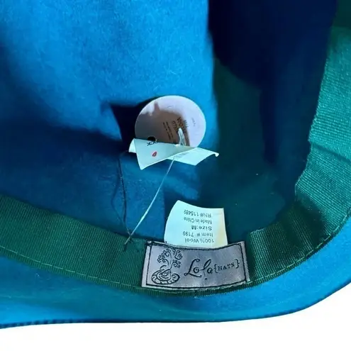 NEW NWT Lola Hats of NY Pinked Fedora 7199 100% Rabbit Hair Wool in Peacock Blue
