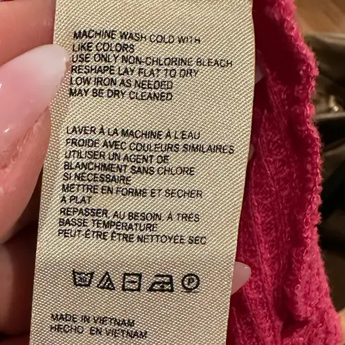 Pilcro PINK THERMAL WAFFLE KNIT DEEP VNECK LONG SLEEVE PULLOVER LONG SLEEVE TOP - Image 5