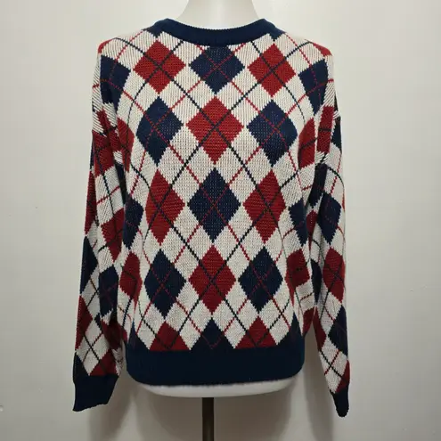 Vintage Trading Company by GFC 80s Argyle Sweater Large Preppy Academia Red