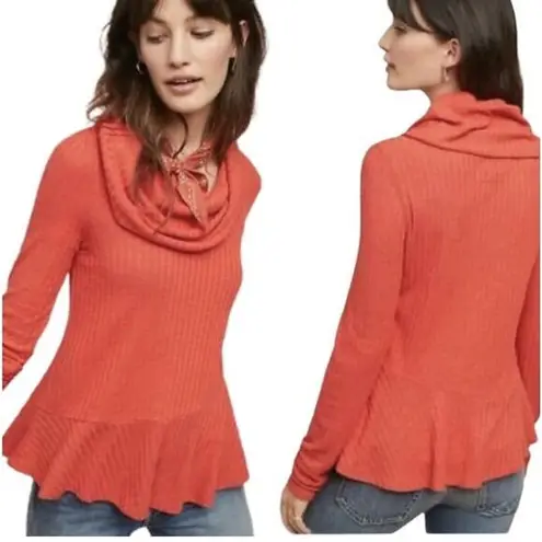 Maeve Anthropologie Winterscape Peplum Cowl Neck Sweater XS