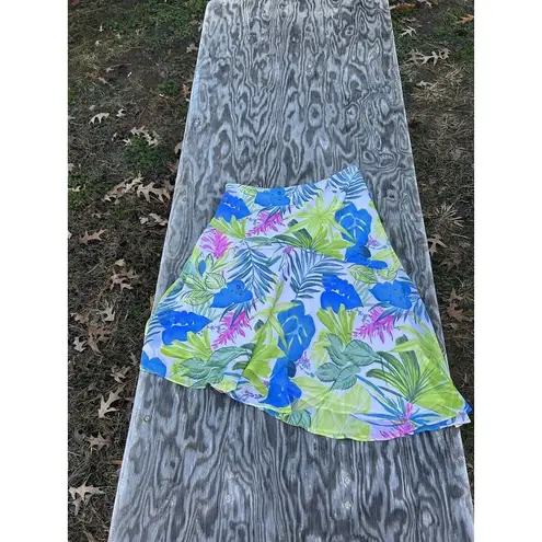 Nine & Co. Asymmetric Floral lined Skirt SZ 14 Palm Leaf Spring Summer