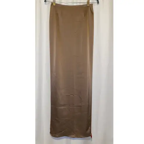 Intermix Georgia Alice Maxi Satin Tube Skirt in Beige Size 2