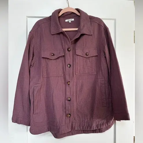 Madewell 100% Cotton Oversized Button Up Shirt Jacket Shacket Medium Mauve Pink Purple