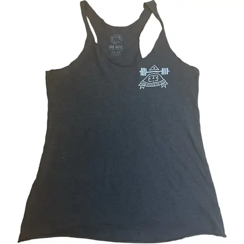 IAB MFG Gray Graphic Racerback Tank Top Gym Fitness Workout Tee M Size M