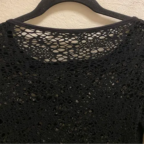 Bailey 44 Black Open Knit Long Sleeve Tee Size XS