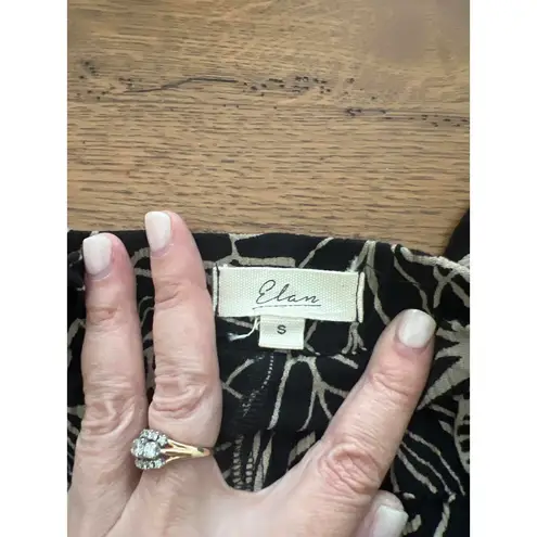 Elan Black Leaf Print Shorts - Size S