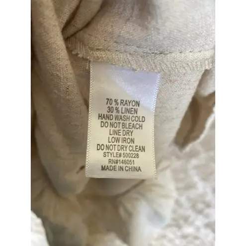 Monteau Los Angeles Linen Midi Dress Button Front Beige Neutral M Summer Autumn Brown Size M