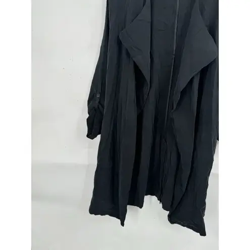 Apt. 9  Waterfall Drape Trench Coat Women Medium Black Flaw NEW Lightweight