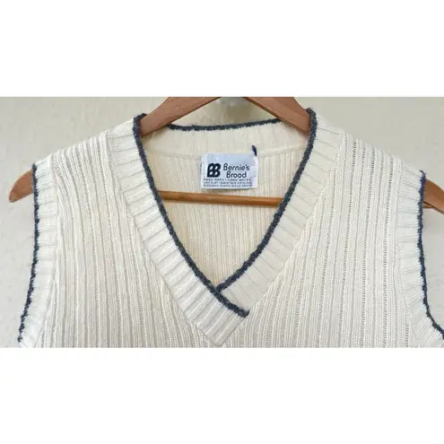 VTG 70s Bernie’s Brood Cream Knit Sweater Vest Womens Size Small Preppy Academia