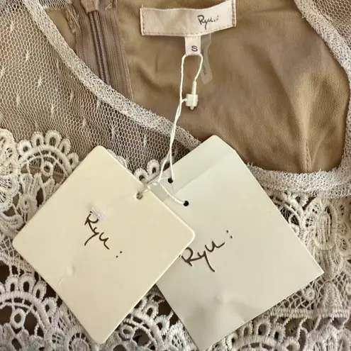 Ryu NWT Anthropologie Long Sleeve Sheer Lace Dress Women's Small Ivory Layered