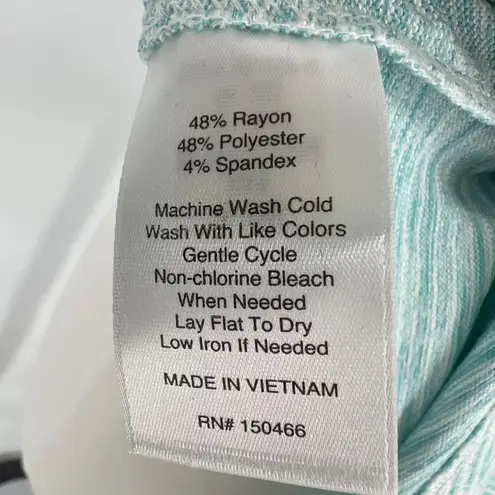 Market & Spruce Striped Tulip Sleeve Top Faux Button Back Blue Size MP NWT