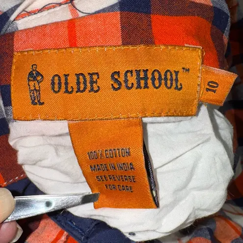 Olde School Skirt Reversible Plaid Navy Blue Y2K Preppy Boho Academia Mini Sz 10 Orange