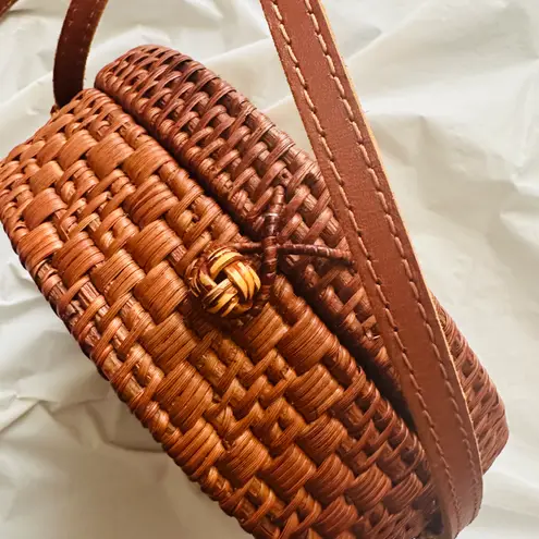 Rattan bag purse Brown