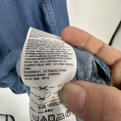 Old Navy  Chambray Shirt Dress  Button Down Medium Lyocell Medium‎ Wash Blue - Image 10