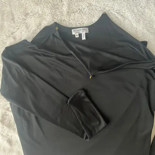 Women's VINTAGE Yves Saint Laurent Black Long Sleeve Dress US 6 Gold Accents Size undefined