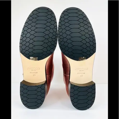 Jimmy Choo Dondo Rosewood Metallic Grainy Leather Biker Ankle Boots EU 40