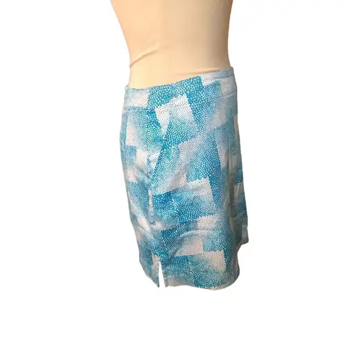 Lady Hagen  Size 4 Golf Skirt Skort Turquoise Blue Dot Square Cotton EUC