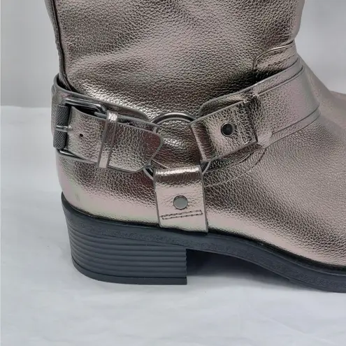 Dolce Vita Armonda Metallic Ankle Boots Women’s 6 Silver Buckle Moto Biker
