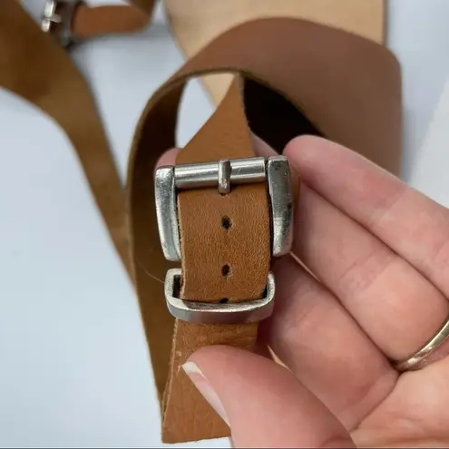 Sol Sana Revolve Tan Leather Minimalist Sandals Womens 40 Strappy Flats Beachy