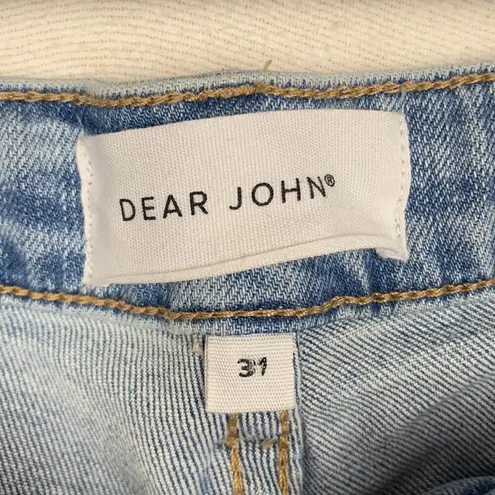 Dear John  womens 31 rosa flare light wash distressed jeans denim blue raw hem