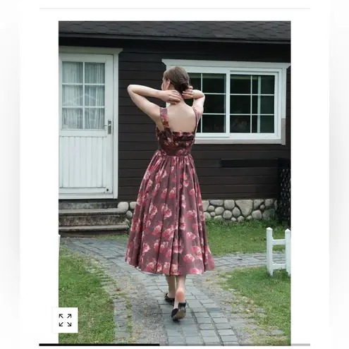 Maison Amory THE GRACE BLVD DRESS IN CHERRY ROSE CARNATION Sz L Red Size L