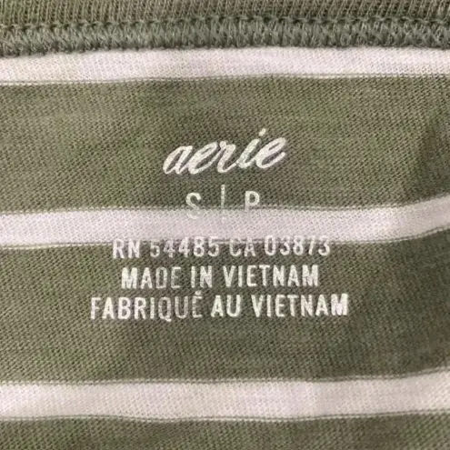 Aerie ⭐️  green and white striped long sleeve in size small