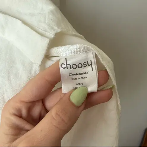 Choosy Crosby St White Plunging V Neck Tie Front Shirt Dress 2