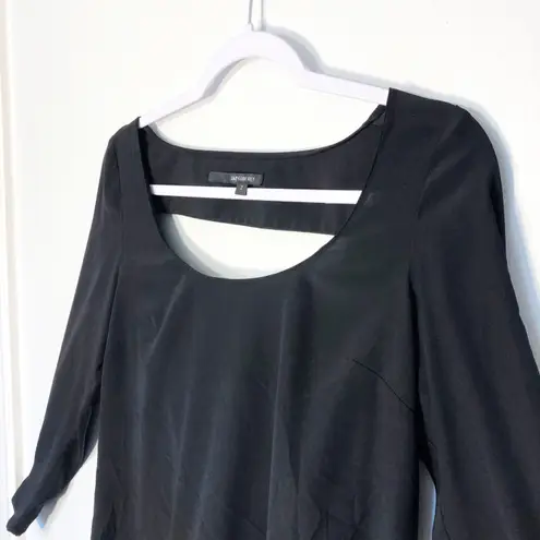 Jay Godfrey Blouse Silk Black Women’s Sz 2 Flowy Long Sleeves Open Drapey Back