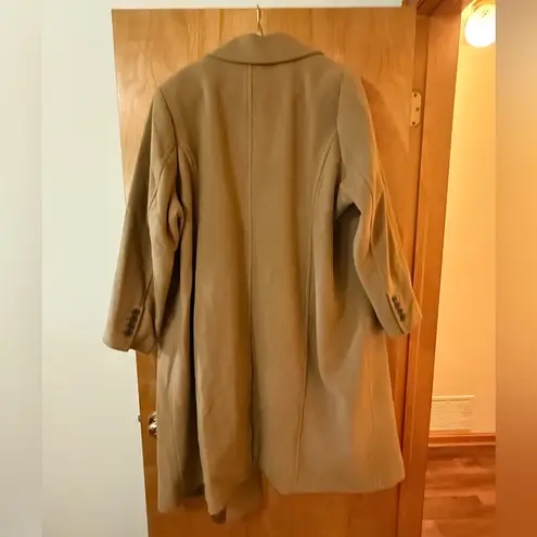 Lands’ End Camel Long Coat Wool Blend Double Breasted Women’s Plus Size 26W 26 W