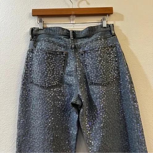 Acne Studios Mid Rise Sequin Straight Leg Jeans Denim Pants Size 38 US 10 Blue