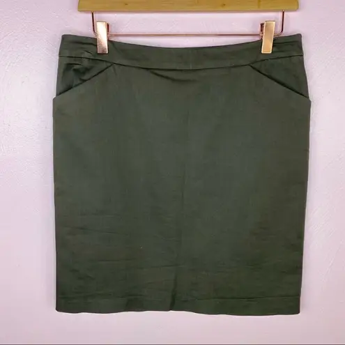 New York & Company Stretch Twill Khaki Pencil Skirt Olive 6 Green