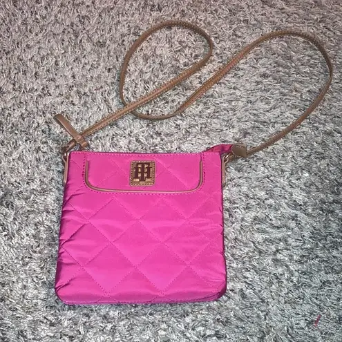 Tommy Hilfiger Magenta Pink Nylon Quilted  Crossbody Purse