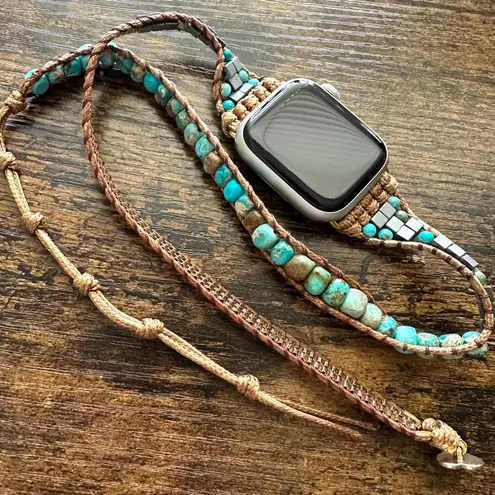 Turquoise Boho Natural Stone Apple Watch Strap Blue