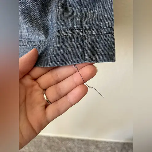 Trina Turk Linen Groove Split Neck With Half Sleeves in Blue Women’s Size XS