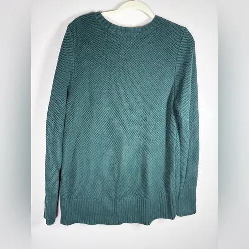 DULUTH TRADING CO Women's Heritage Waffle Stitch Crew Sweater Green Size L Size L