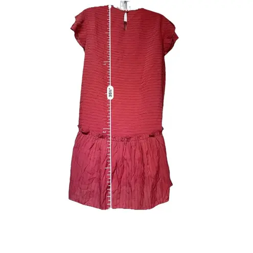 Shilla Textured Short Sleeve Tiered Lined Ruffle Dress Size S