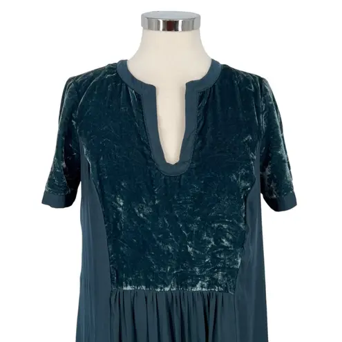 Maeve Anthropologie Ingrid Swing Tunic Velvet Dress Teal Size Medium