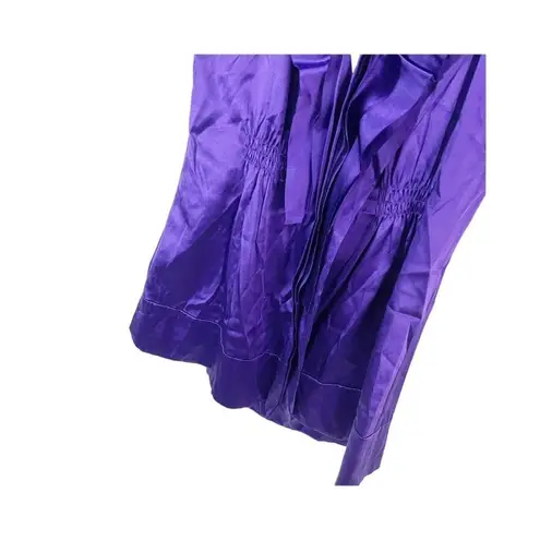 BCBGMAXAZRIA Silk  halter top Purple XS Satin Stretch Ruffle Detail Y2k 2000s