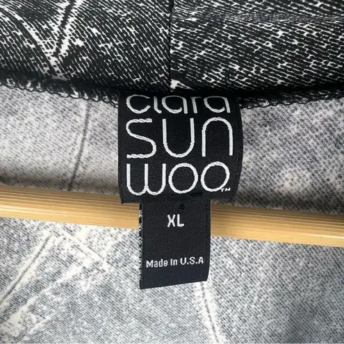 CLARA SUNWOO long sleeve crossover faux wrap top in Black Denim