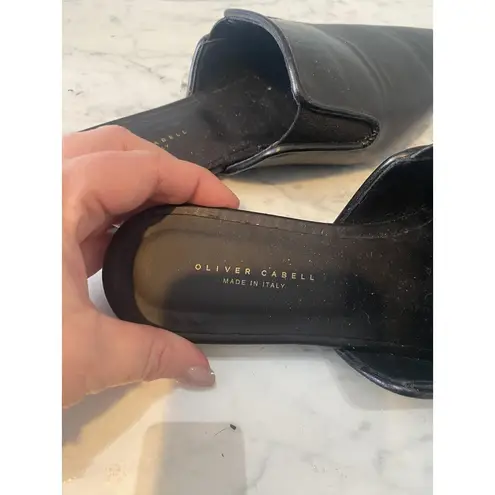 Oliver Cabell Shoes Womens Size 7 Black Leather Pointed Toe Mules Slides Italy