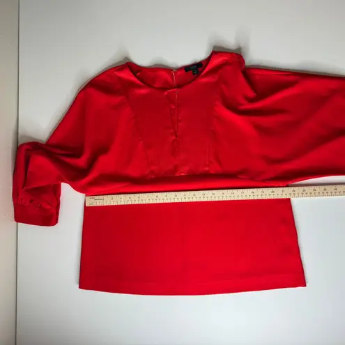J.Crew Red Blouse Large Long Sleeve Keyhole Office Holiday Workwear Romantic