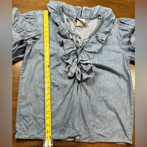 Next Era Size S 90’s Vintage 100% Cotton Denim Ruffle Blouse