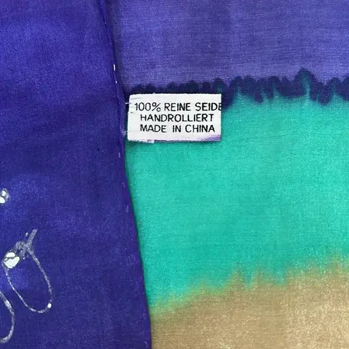 Vintage 1990 Vibrant Multicolor Large Silk Square Scarf Purple