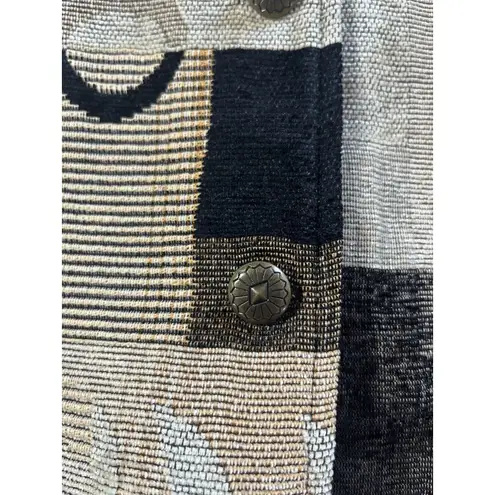 Susan Graver Jacket Blazer Size M Artsy Leaves Cabin Fall Brown Colorblock