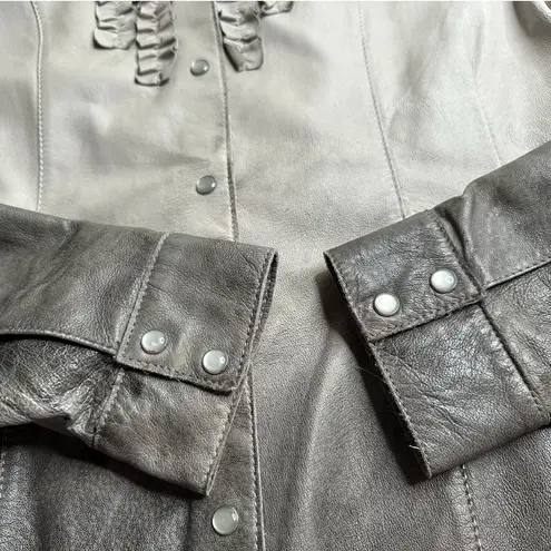 Blink : Gray Ombre Faux Ruffled Leather Jacket