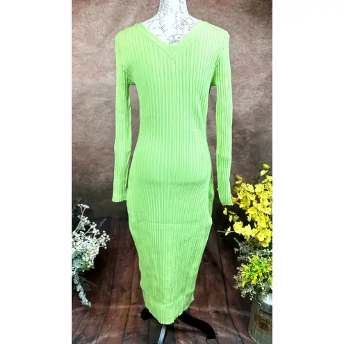 LITA By Ciara Icon Rib V Neck Cardigan Button Front Midi Dress