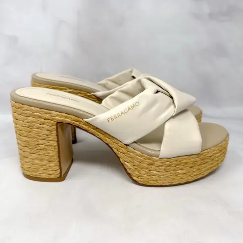 Salvatore Ferragamo Douglas 85 Platform Espadrille Block Heel Mule Sandals 7.5 - Image 3