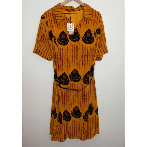 Altuzarra Kieran Printed Midi Dress with Leather Belt Womens New Size 50