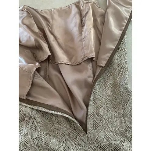 Jessica McClintock 90s gold lace bodycon dress scoop neck size small 4