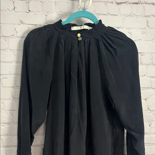 Marie Oliver silk mock neck stunning midi dress old money buttons Small gothic